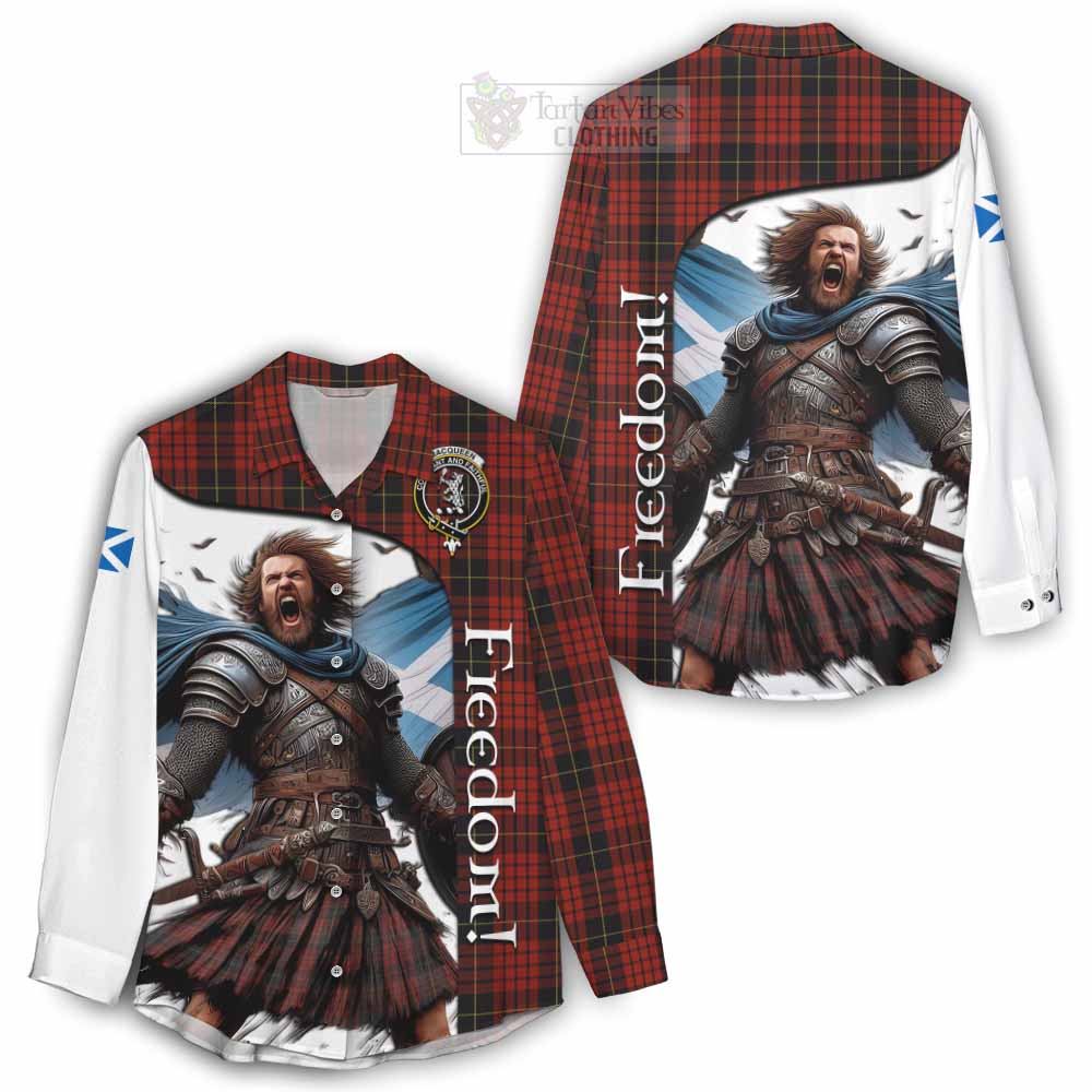 Tartan Vibes Clothing MacQueen (McQueen) Crest Tartan Women's Casual Shirt Inspired by the Freedom of Scottish Warrior