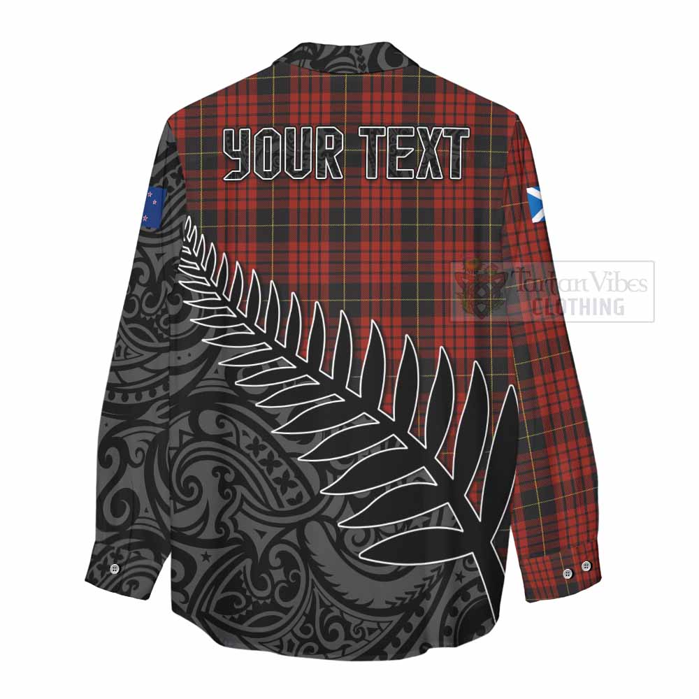 Tartan Vibes Clothing MacQueen (McQueen) Crest Tartan Women's Casual Shirt with New Zealand Silver Fern Half Style