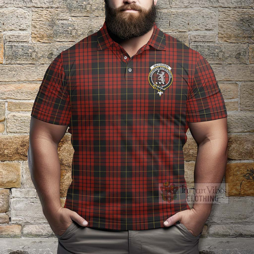 Tartan Vibes Clothing MacQueen (McQueen) Tartan Polo Shirt with Family Crest Celtic Skull Style