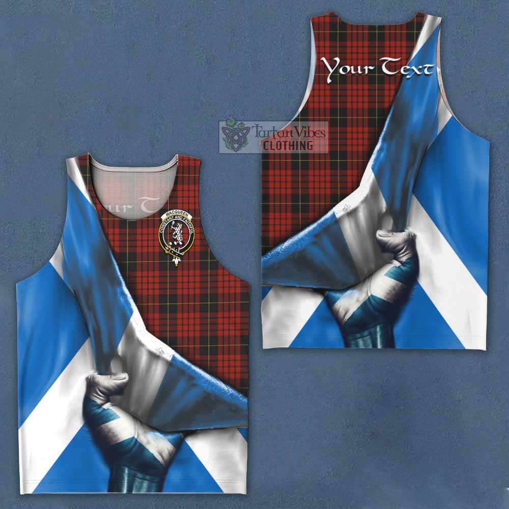 Tartan Vibes Clothing MacQueen (McQueen) Tartan Men's Tank Top with Family Crest Scotland Patriotic Style