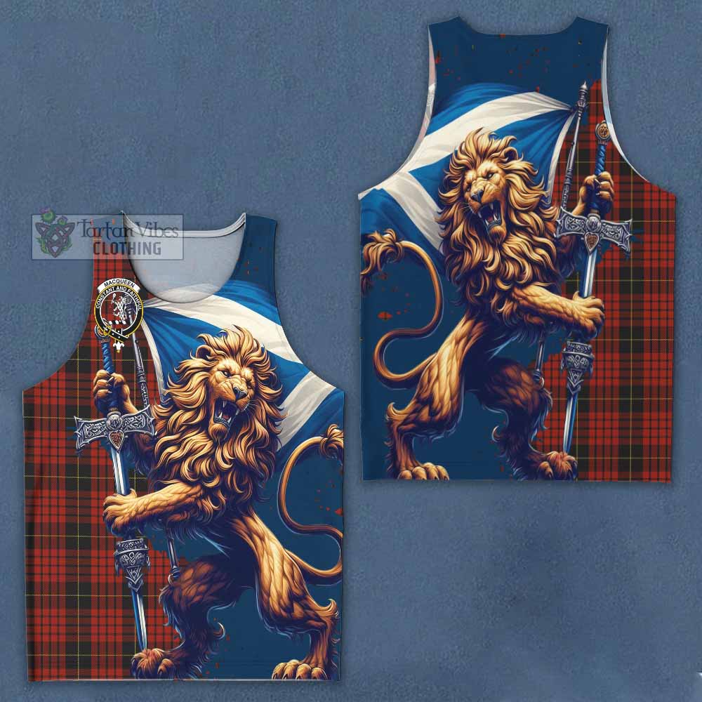 Tartan Vibes Clothing MacQueen (McQueen) Tartan Family Crest Men's Tank Top with Scottish Majestic Lion