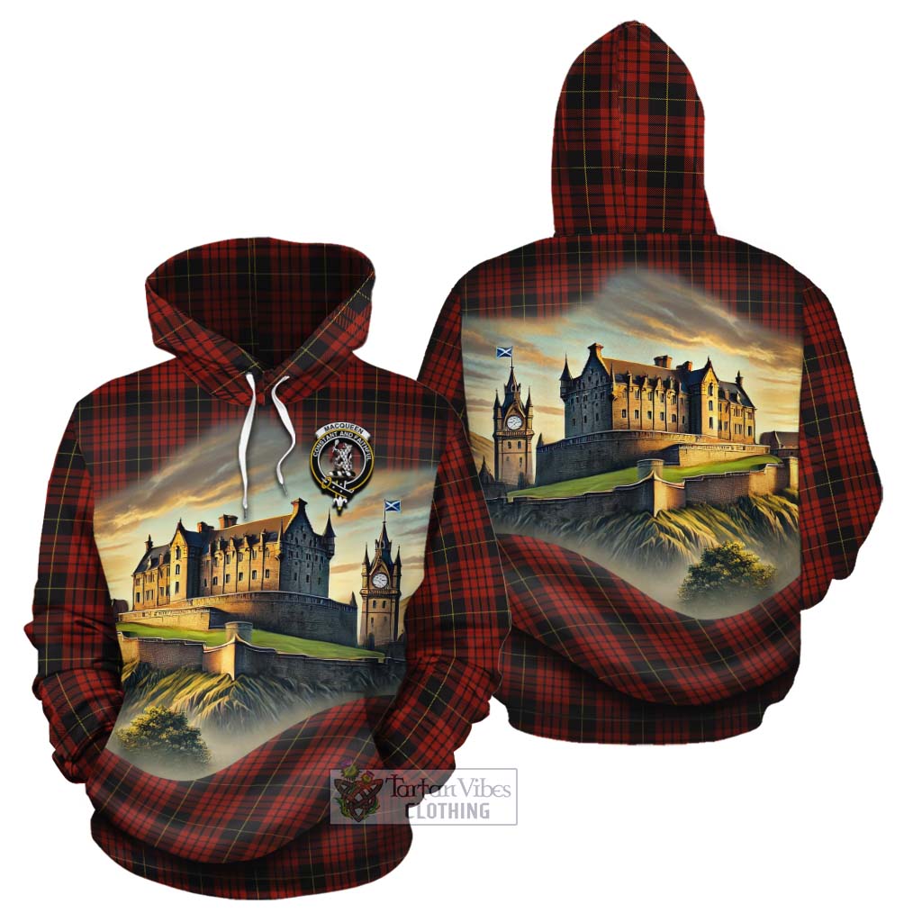 Tartan Vibes Clothing MacQueen (McQueen) Tartan Family Crest Cotton Hoodie with Scottish Ancient Castle Style