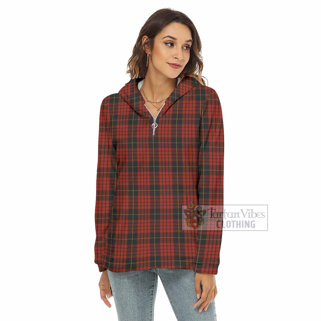 Tartan Vibes Clothing MacQueen (McQueen) Tartan Women's Borg  Half Zip Fleece Hoodie