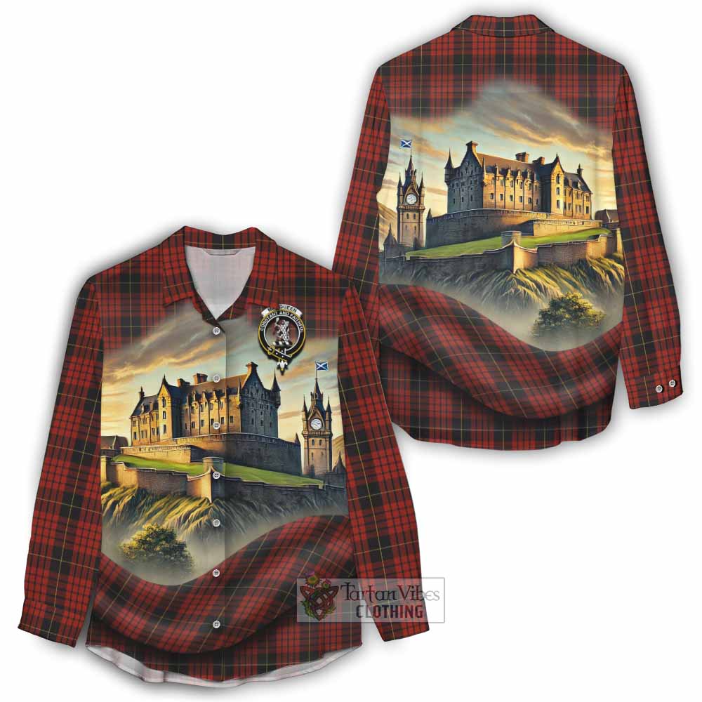 Tartan Vibes Clothing MacQueen (McQueen) Tartan Family Crest Women's Casual Shirt with Scottish Ancient Castle Style