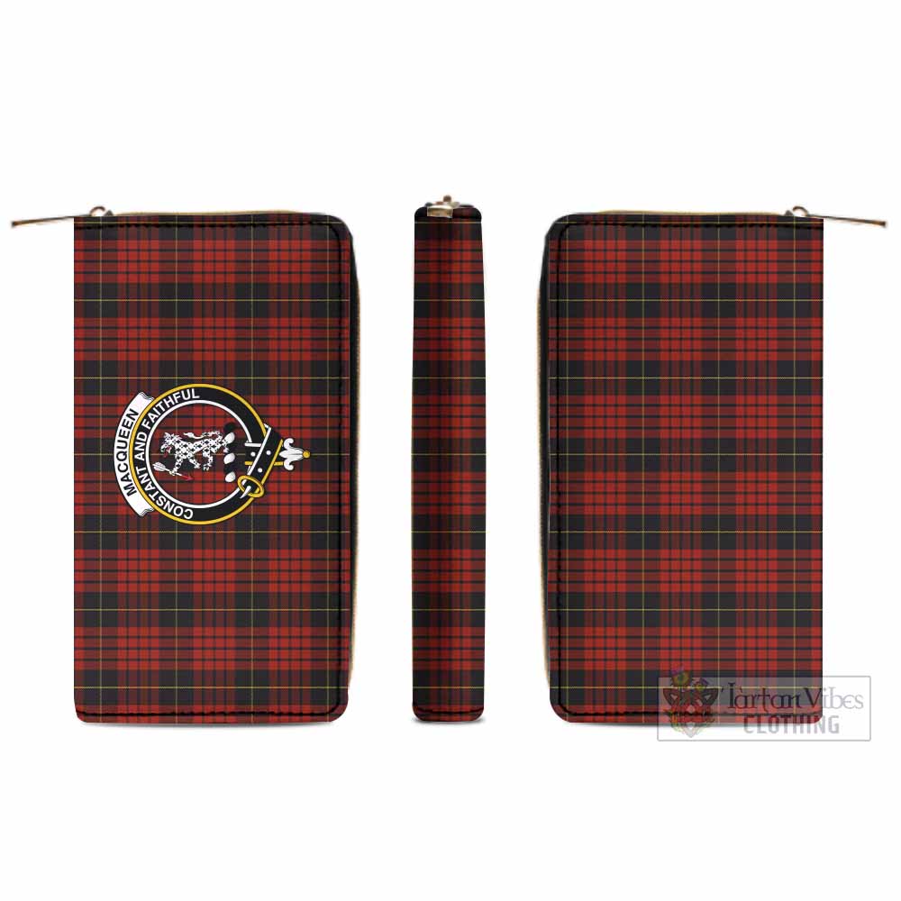 Tartan Vibes Clothing MacQueen (McQueen) Tartan Women's Leather Wallet with Family Crest