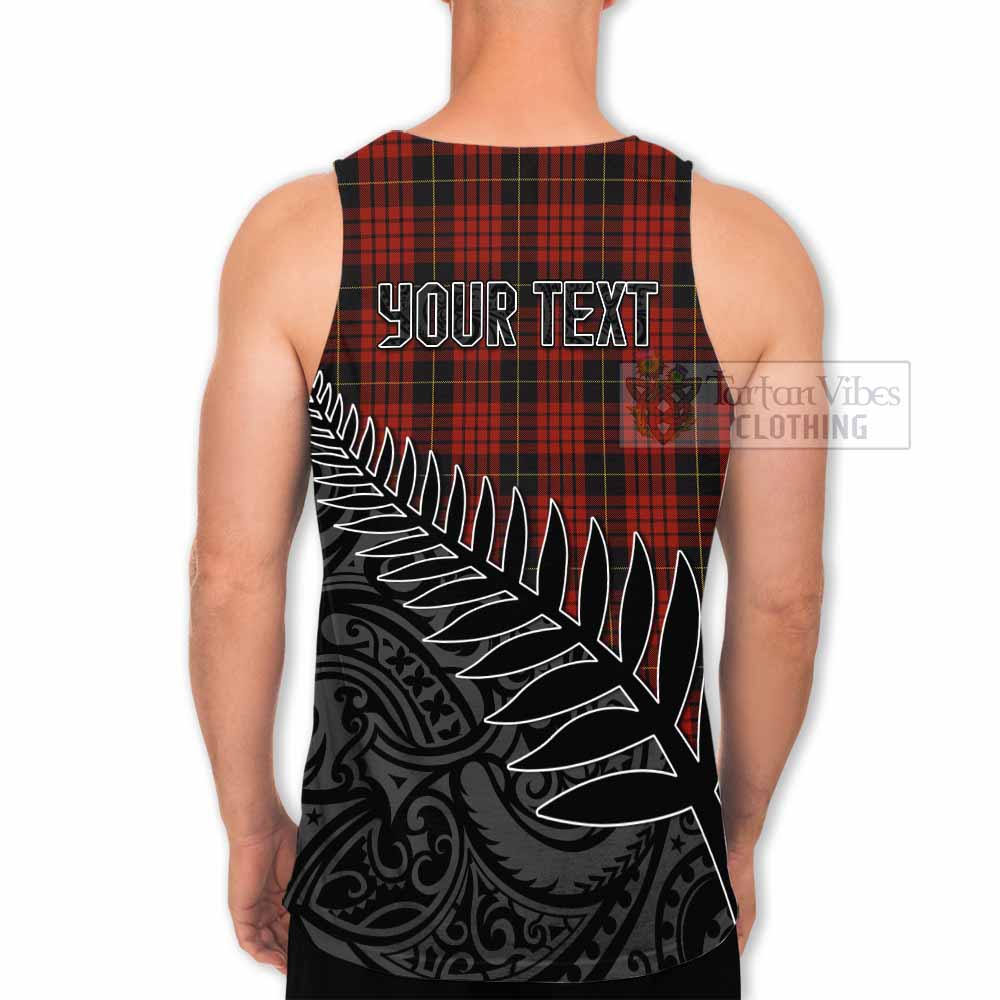 Tartan Vibes Clothing MacQueen (McQueen) Crest Tartan Men's Tank Top with New Zealand Silver Fern Half Style