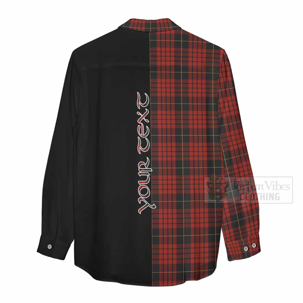 Tartan Vibes Clothing MacQueen (McQueen) Tartan Women's Casual Shirt with Family Crest and Half Of Me Style
