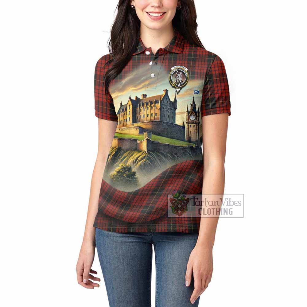 Tartan Vibes Clothing MacQueen (McQueen) Tartan Family Crest Women's Polo Shirt with Scottish Ancient Castle Stype