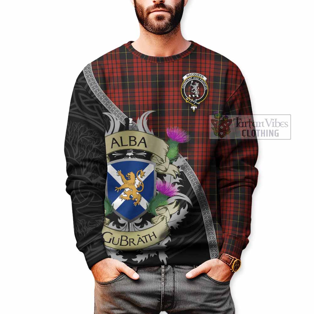 Tartan Vibes Clothing MacQueen (McQueen) Tartan Family Crest Sweatshirt Lion Rampant Royal Thistle Shield Celtic Inspired