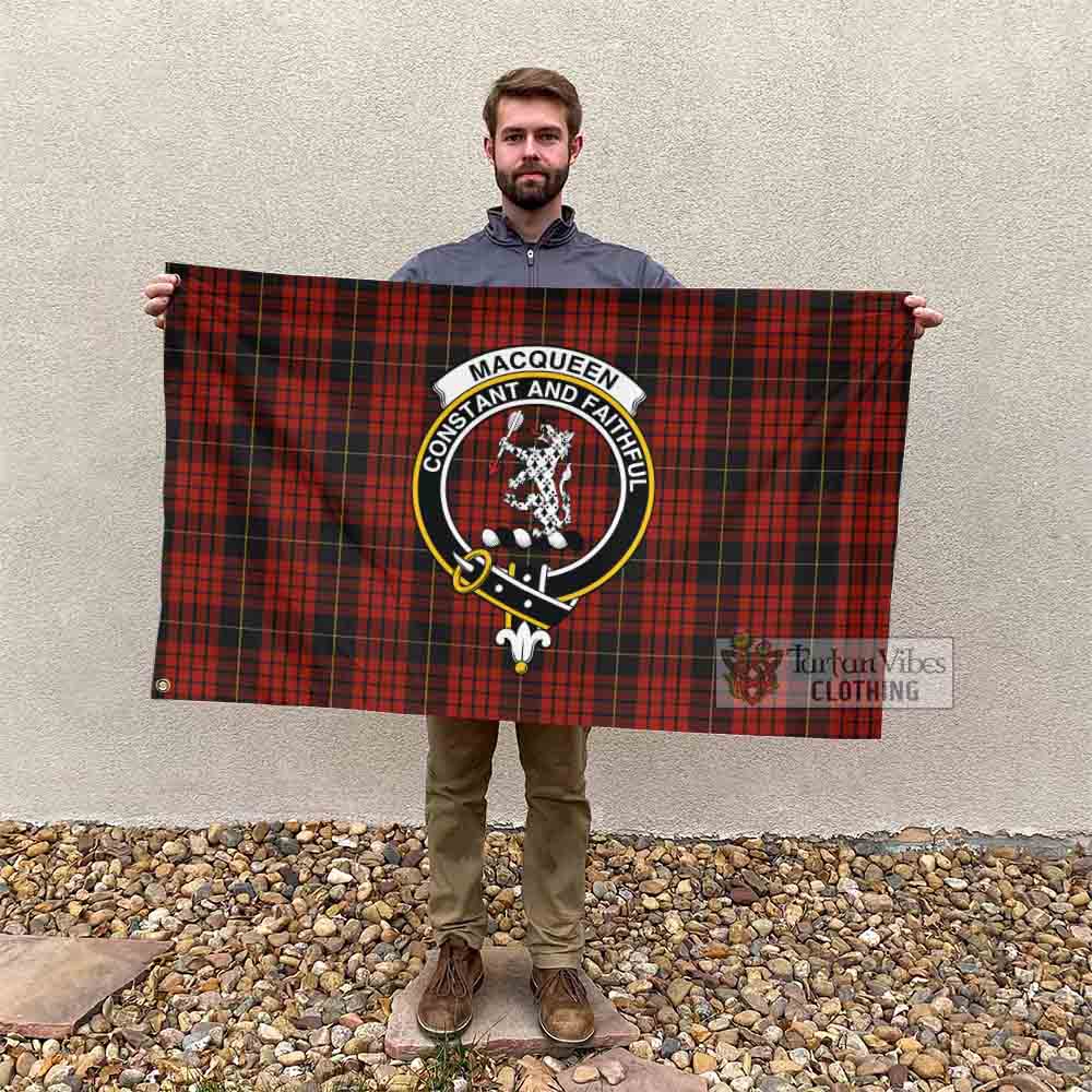 Tartan Vibes Clothing MacQueen (McQueen) Tartan House Flag with Family Crest