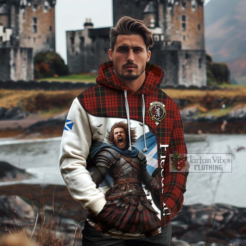 Tartan Vibes Clothing MacQueen (McQueen) Crest Tartan Cotton Hoodie Inspired by the Freedom of Scottish Warrior