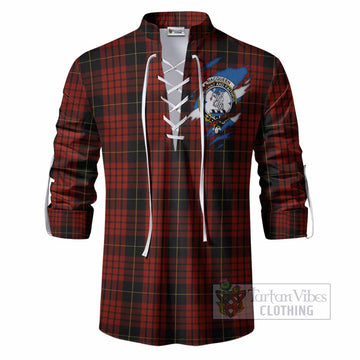MacQueen (McQueen) Clan Crest In Me Tartan Ghillie Shirt Scotland Flag Style