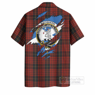 MacQueen (McQueen) Clan Crest In Me Tartan Hawaiian Shirt Scotland Flag Style