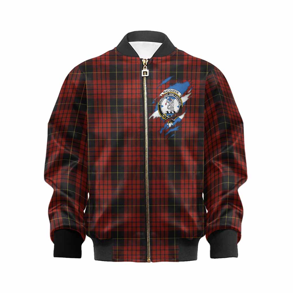 MacQueen (McQueen) Clan Crest In Me Tartan Kid Bomber Jacket Scotland Flag Style