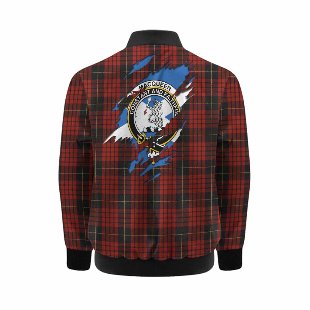 MacQueen (McQueen) Clan Crest In Me Tartan Kid Bomber Jacket Scotland Flag Style