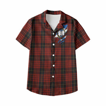 MacQueen (McQueen) Clan Crest In Me Tartan Kid Hawaiian Shirt Scotland Flag Style