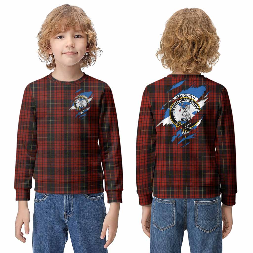 MacQueen (McQueen) Clan Crest In Me Tartan Kid Knitted Sweatshirt Scotland Flag Style