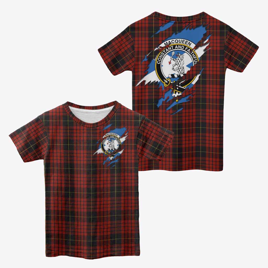 MacQueen (McQueen) Clan Crest In Me Tartan Kid T-shirt Scotland Flag Style