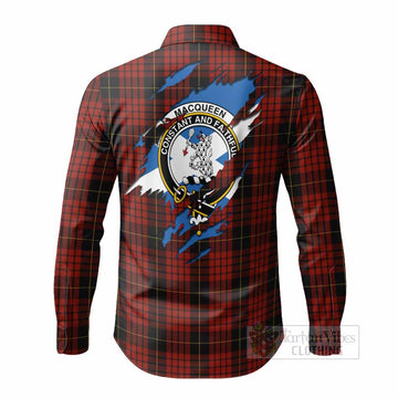 MacQueen (McQueen) Clan Crest In Me Tartan Long Sleeve Button Shirts Scotland Flag Style