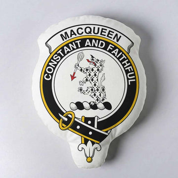 MacQueen (McQueen) Clan Crest Shaped Throw Pillow, Scottish Clan Badge Decorative Pillow