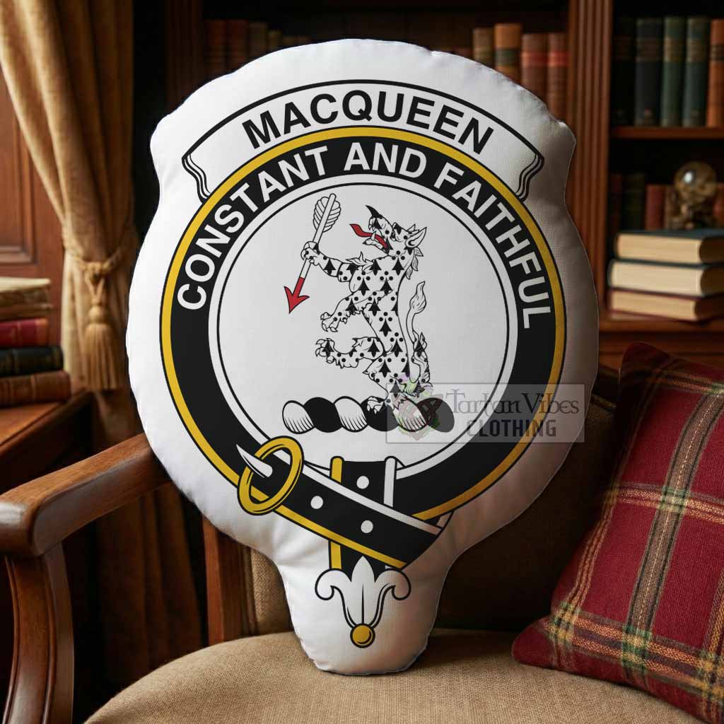 MacQueen (McQueen) Clan Crest Shaped Throw Pillow, Scottish Clan Badge Decorative Pillow