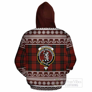 MacQueen (McQueen) Clan Tartan Christmas Cotton Hoodie with Family Crest