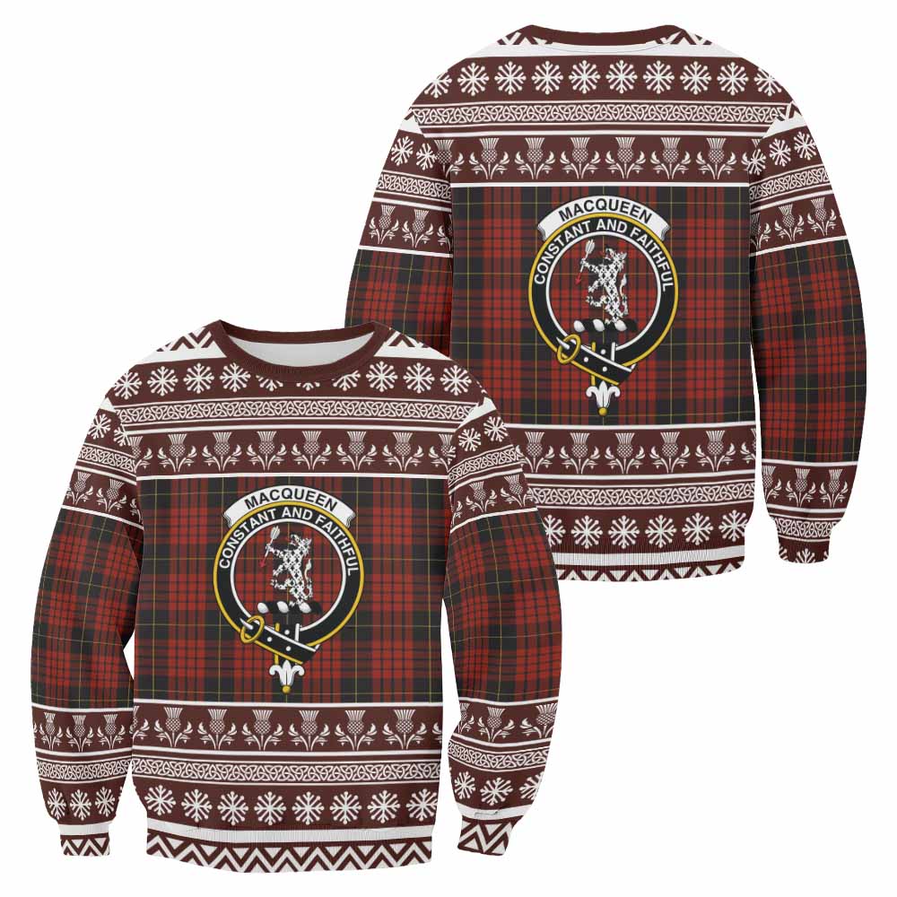 MacQueen (McQueen) Clan Tartan Christmas Sweatshirt with Family Crest - Tartan Vibes Clothing