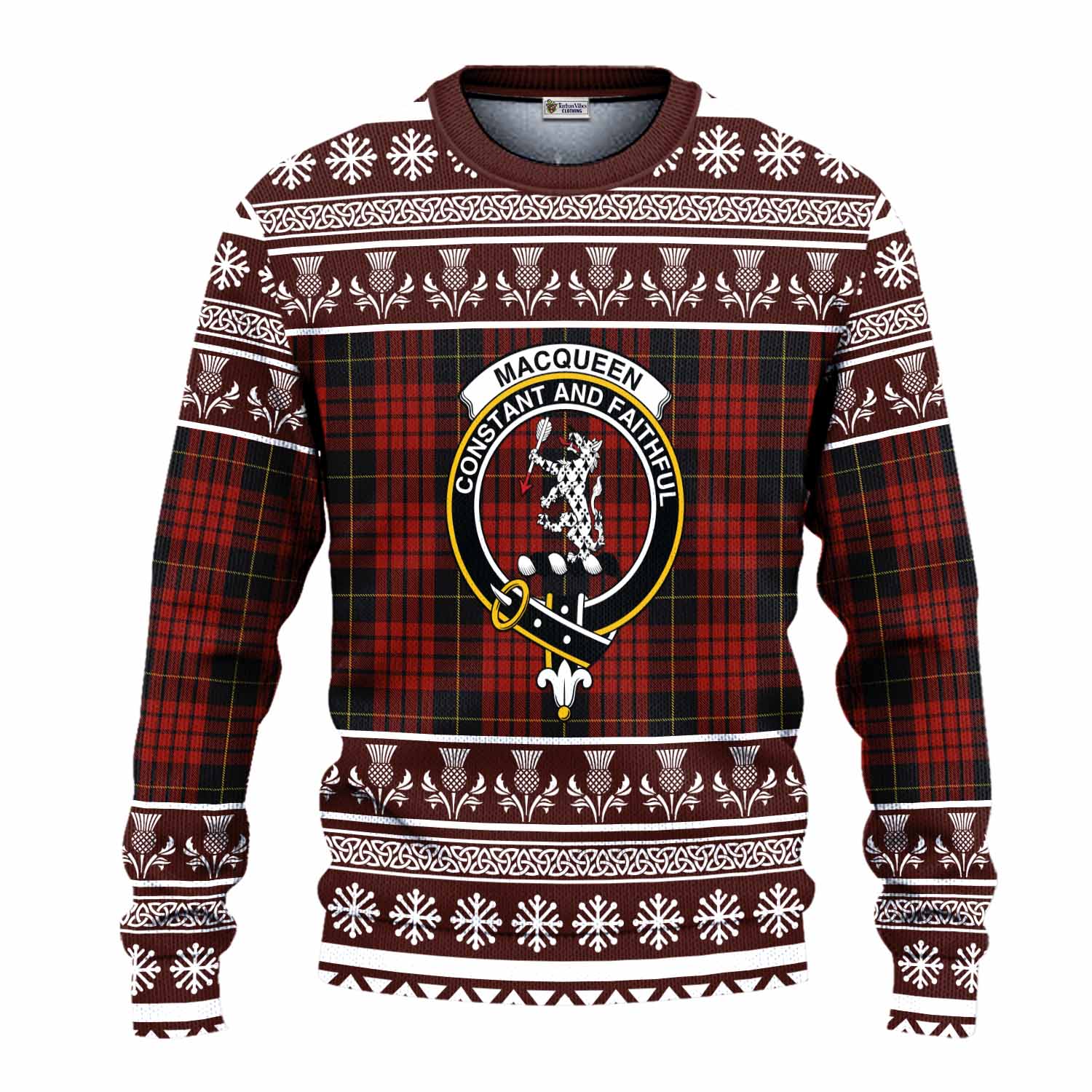 MacQueen (McQueen) Clan Tartan Christmas Ugly Sweater with Family Crest - Tartan Vibes Clothing