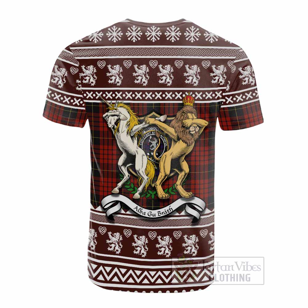 MacQueen (McQueen) Clan Tartan Crest Christmas Cotton T-shirt Coat of Arms Funny Style - Tartan Vibes Clothing