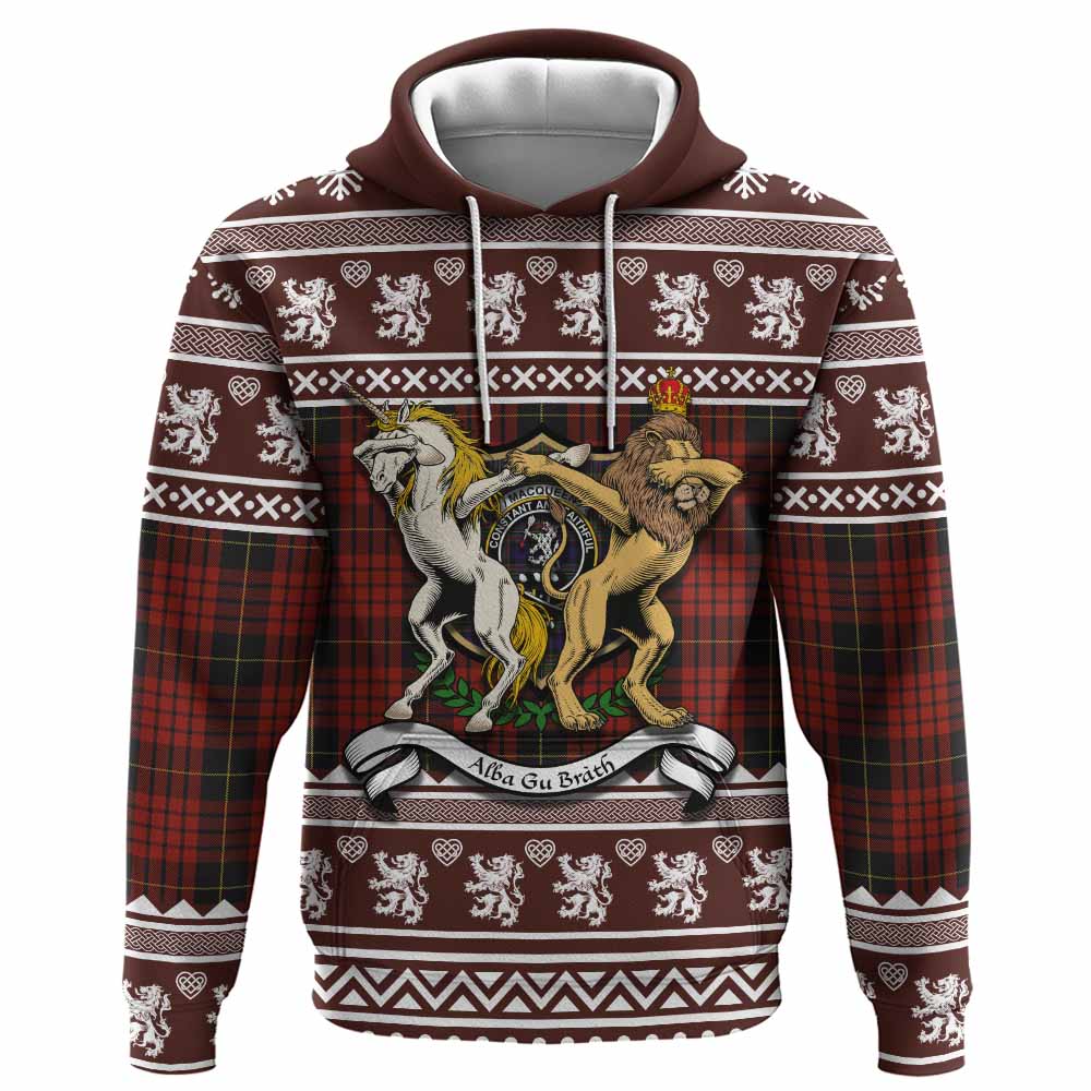 MacQueen (McQueen) Clan Tartan Crest Christmas Hoodie Coat of Arms Funny Style - Tartan Vibes Clothing