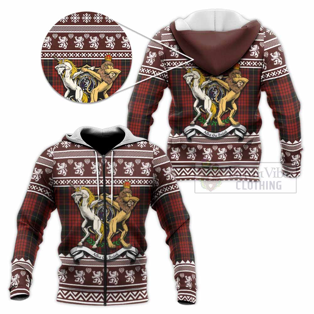 MacQueen (McQueen) Clan Tartan Crest Christmas Knitted Hoodie Coat of Arms Funny Style - Tartan Vibes Clothing