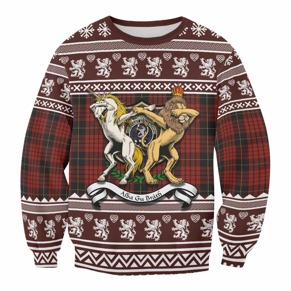 MacQueen (McQueen) Clan Tartan Crest Christmas Sweatshirt Coat of Arms Funny Style - Tartan Vibes Clothing