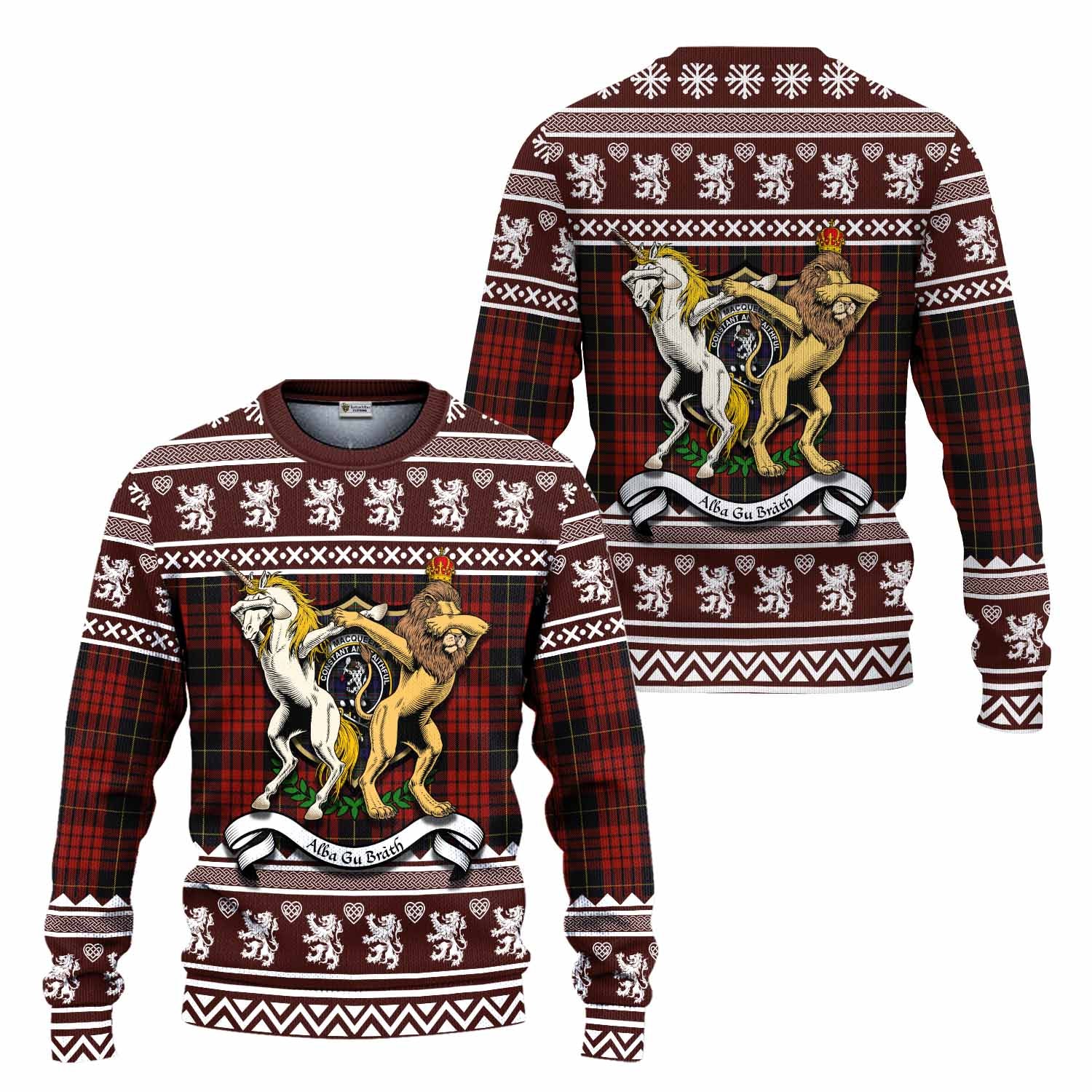 MacQueen (McQueen) Clan Tartan Crest Christmas Ugly Sweater Coat of Arms Funny Style - Tartan Vibes Clothing