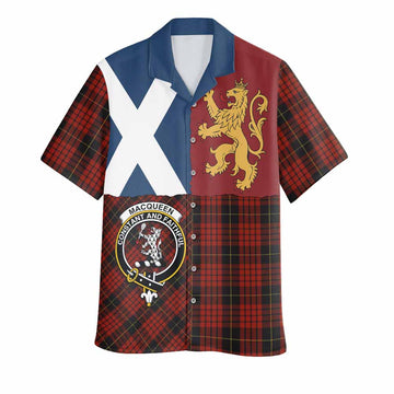 MacQueen (McQueen) Crest Tartan Hawaiian Shirt with Lion Rampant Saltire Style
