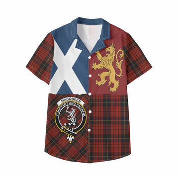 MacQueen (McQueen) Crest Tartan Kid Hawaiian Shirt with Lion Rampant Saltire Style