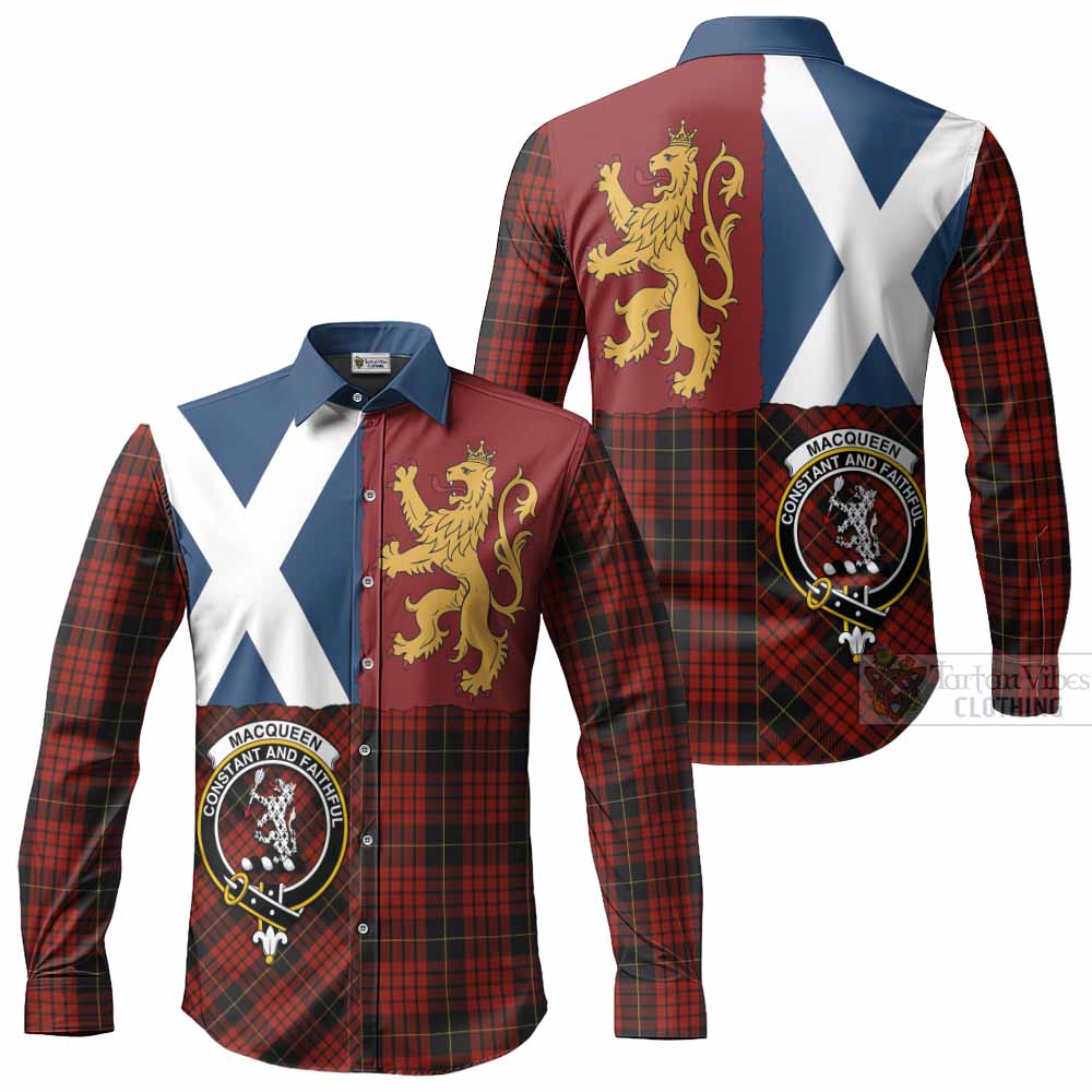 MacQueen (McQueen) Crest Tartan Long Sleeve Button Shirts with Lion Rampant Saltire Style