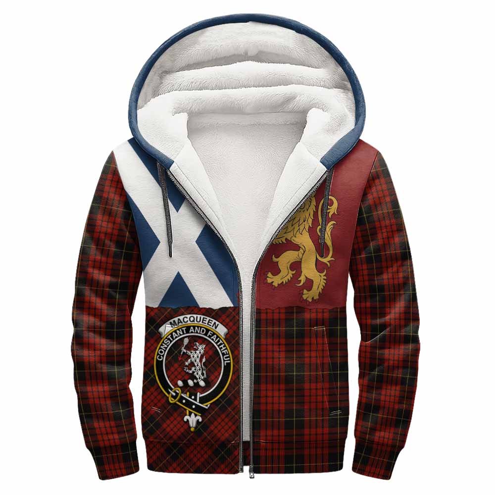 MacQueen (McQueen) Crest Tartan Sherpa Hoodie with Lion Rampant Saltire Style