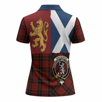 MacQueen (McQueen) Crest Tartan Women Polo Shirt with Lion Rampant Saltire Style