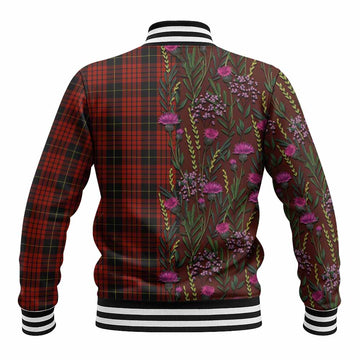 MacQueen (McQueen) Family Crest Tartan Baseball Jacket Scottish Thistle Flower Pattern Half Style
