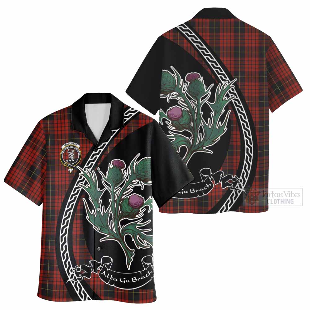 MacQueen (McQueen) Family Crest Tartan Hawaiian Shirt Alba Thistle Inspired - Tartan Vibes Clothing