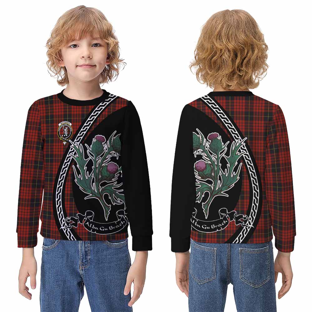 MacQueen (McQueen) Family Crest Tartan Kid Knitted Sweatshirt Alba Thistle Inspired - Tartan Vibes Clothing
