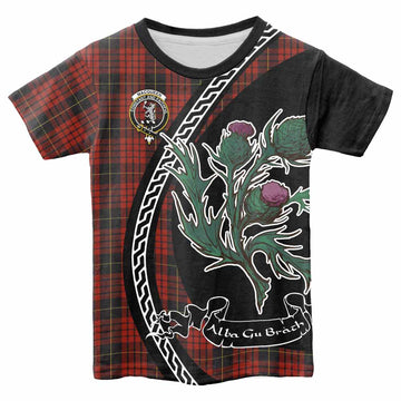 MacQueen (McQueen) Family Crest Tartan Kid T-shirt Alba Thistle Inspired