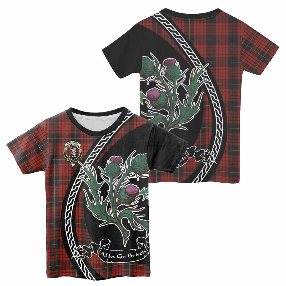 MacQueen (McQueen) Family Crest Tartan Kid T-shirt Alba Thistle Inspired - Tartan Vibes Clothing