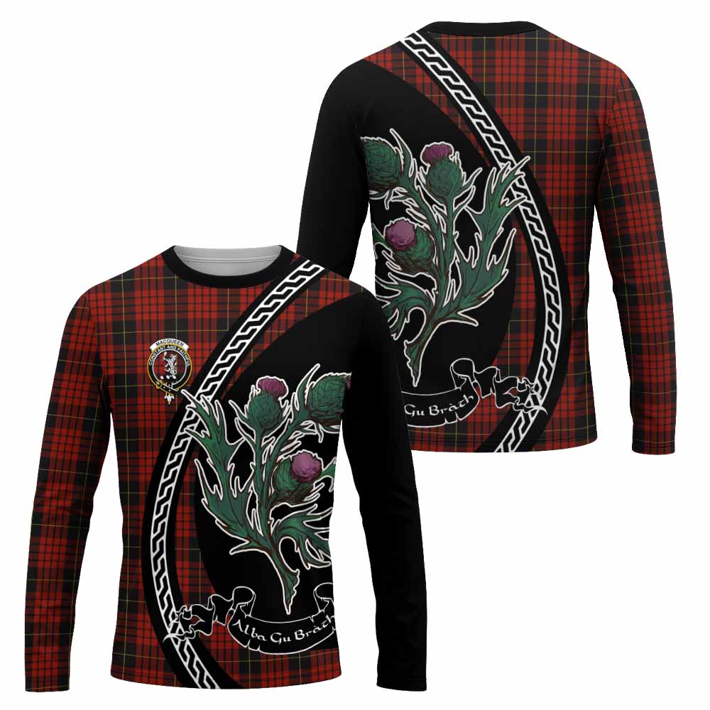 MacQueen (McQueen) Family Crest Tartan Long Sleeve T-Shirt Alba Thistle Inspired - Tartan Vibes Clothing