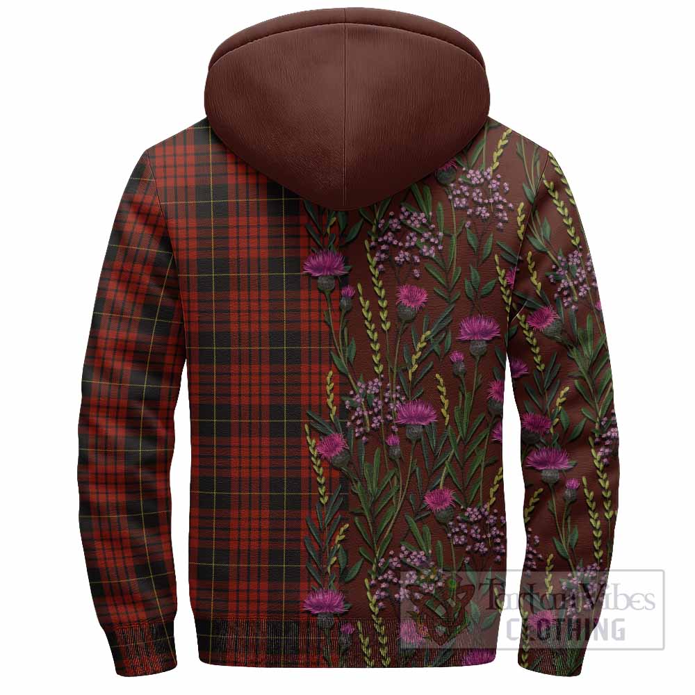 MacQueen (McQueen) Family Crest Tartan Sherpa Hoodie Scottish Thistle Flower Pattern Half Style - Tartan Vibes Clothing