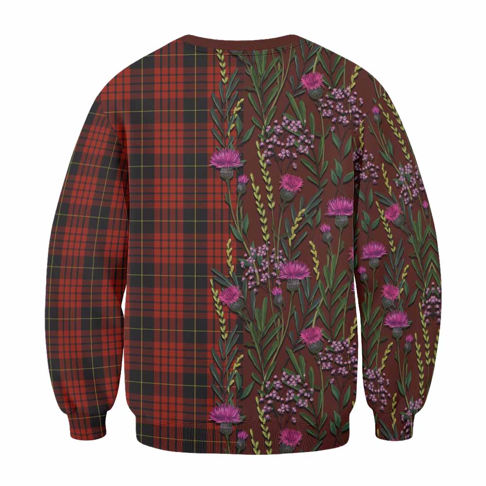 MacQueen (McQueen) Family Crest Tartan Sweatshirt Scottish Thistle Flower Pattern Half Style - Tartan Vibes Clothing