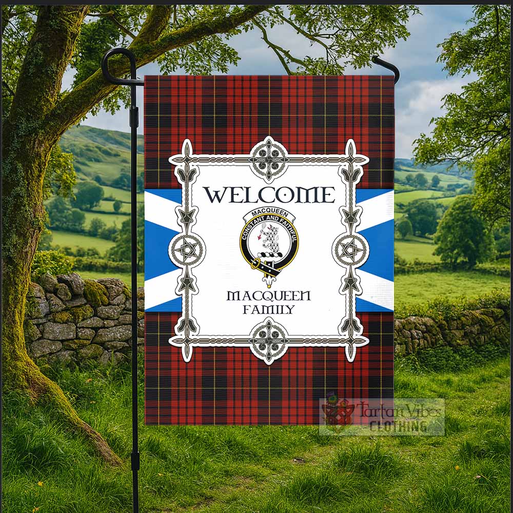 MacQueen (McQueen) Family Crest Tartan Welcome Garden Flag Saltire Harmony Style - Tartan Vibes Clothing