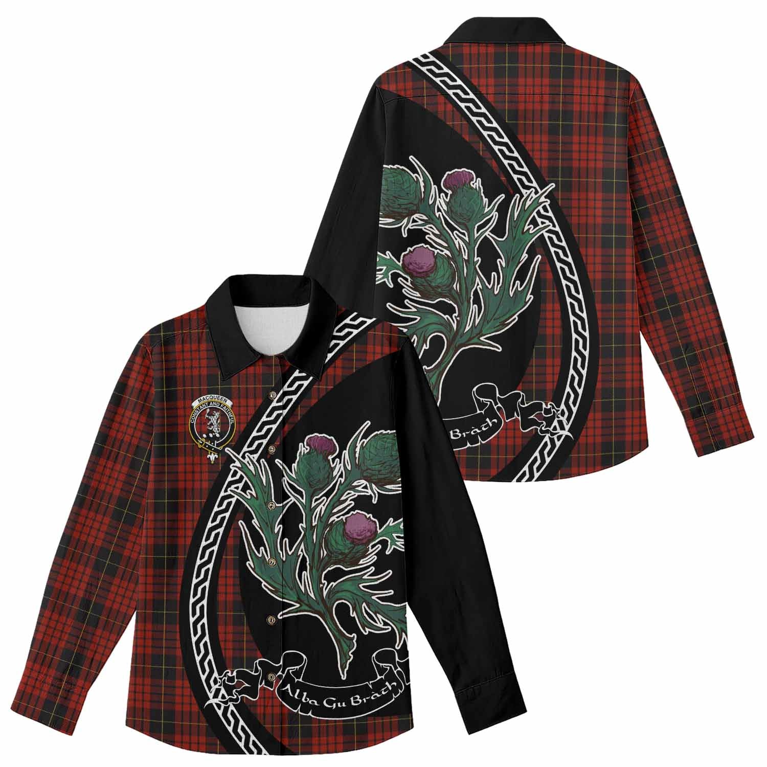 MacQueen (McQueen) Family Crest Tartan Women Casual Shirt Alba Thistle Inspired - Tartan Vibes Clothing