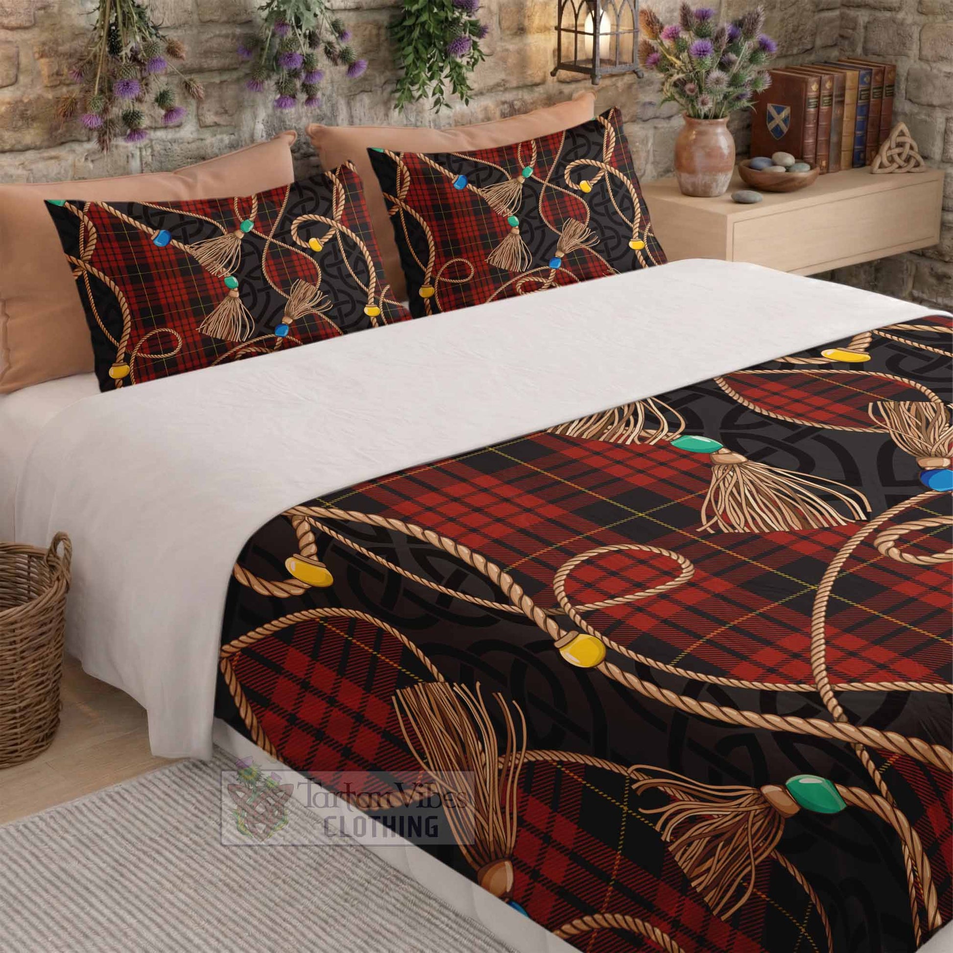 MacQueen (McQueen) Scottish Tartan Twisted Ropes Stylized Bedding Set - Tartan Vibes Clothing
