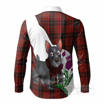 MacQueen (McQueen) Scottish Terrier Tartan Crest Long Sleeve Button Shirts Thistle Heritage Art